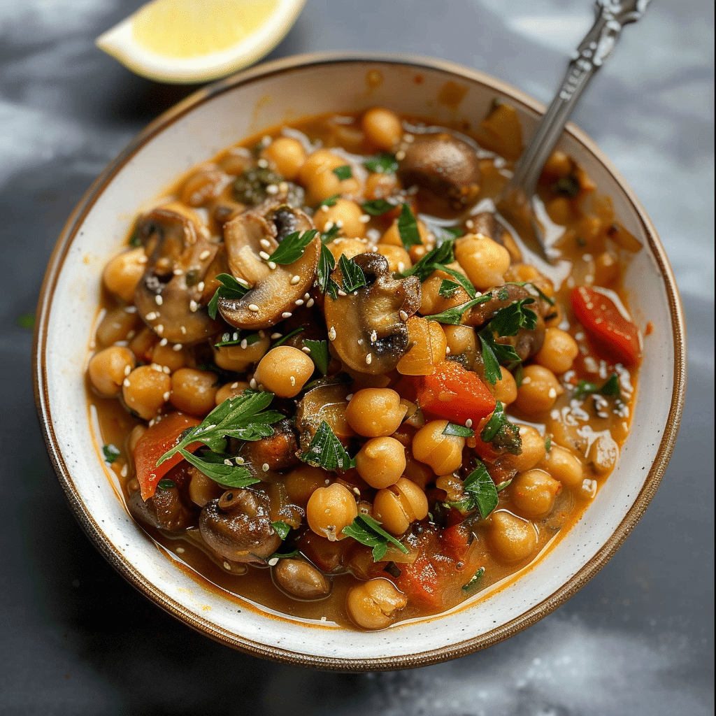 Miso Chickpea and Mushroom Stew