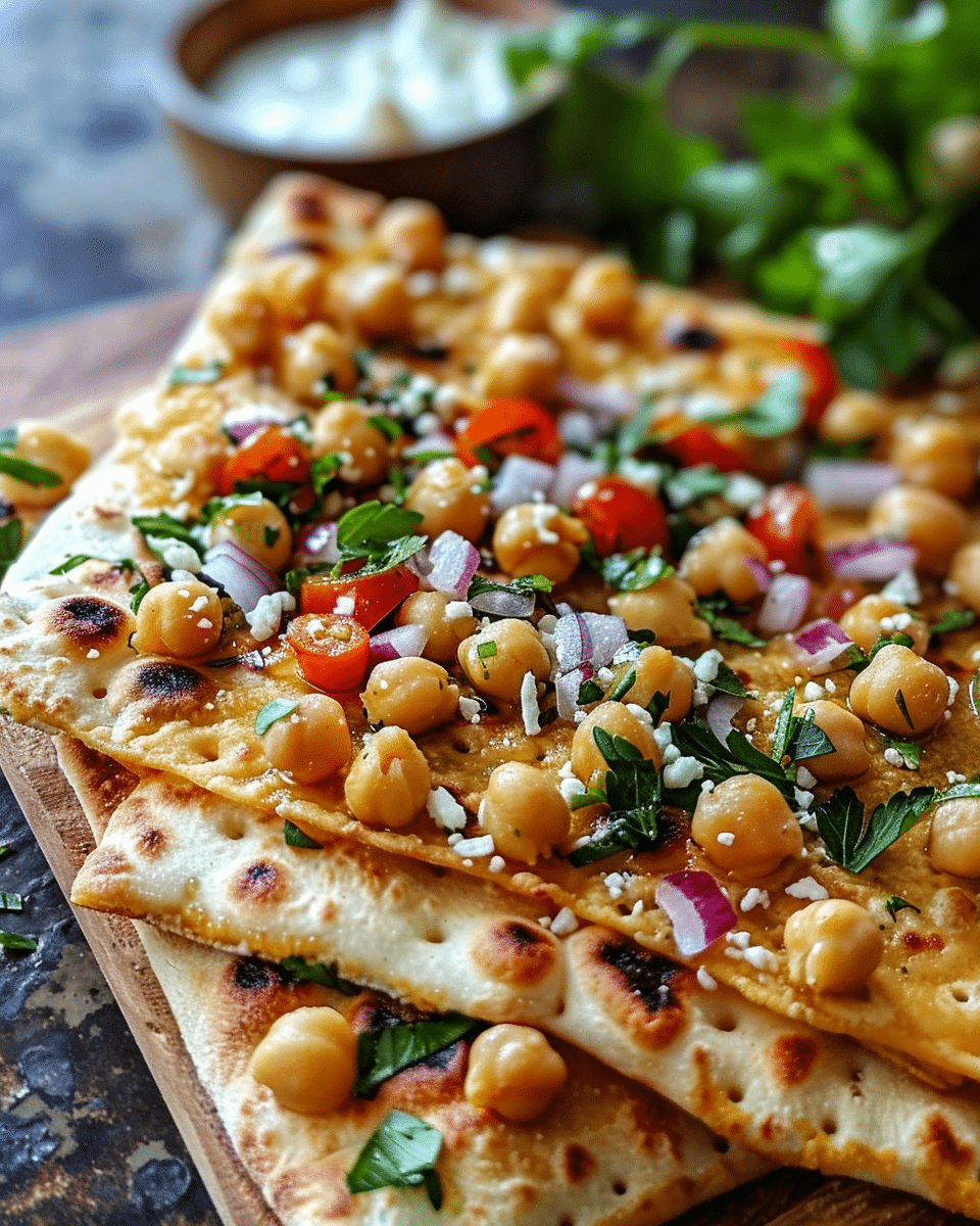 Crispy Chickpea Flatbread Bursting with Mediterranean Flavors