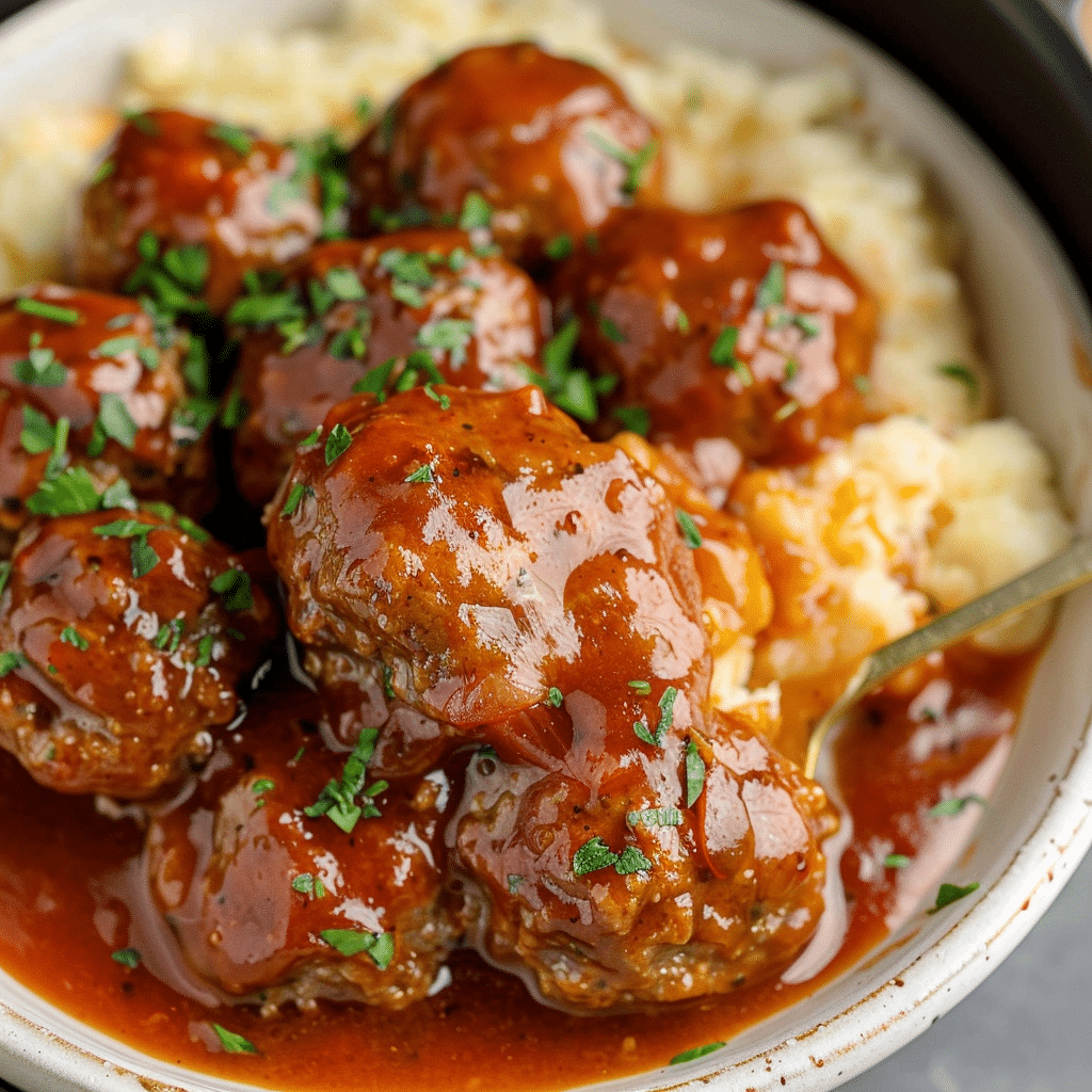 Slow Cooker Salisbury Steak Meatballs (Frozen Meatballs)