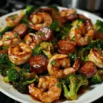 Honey Garlic Shrimp, Sausage & Broccoli