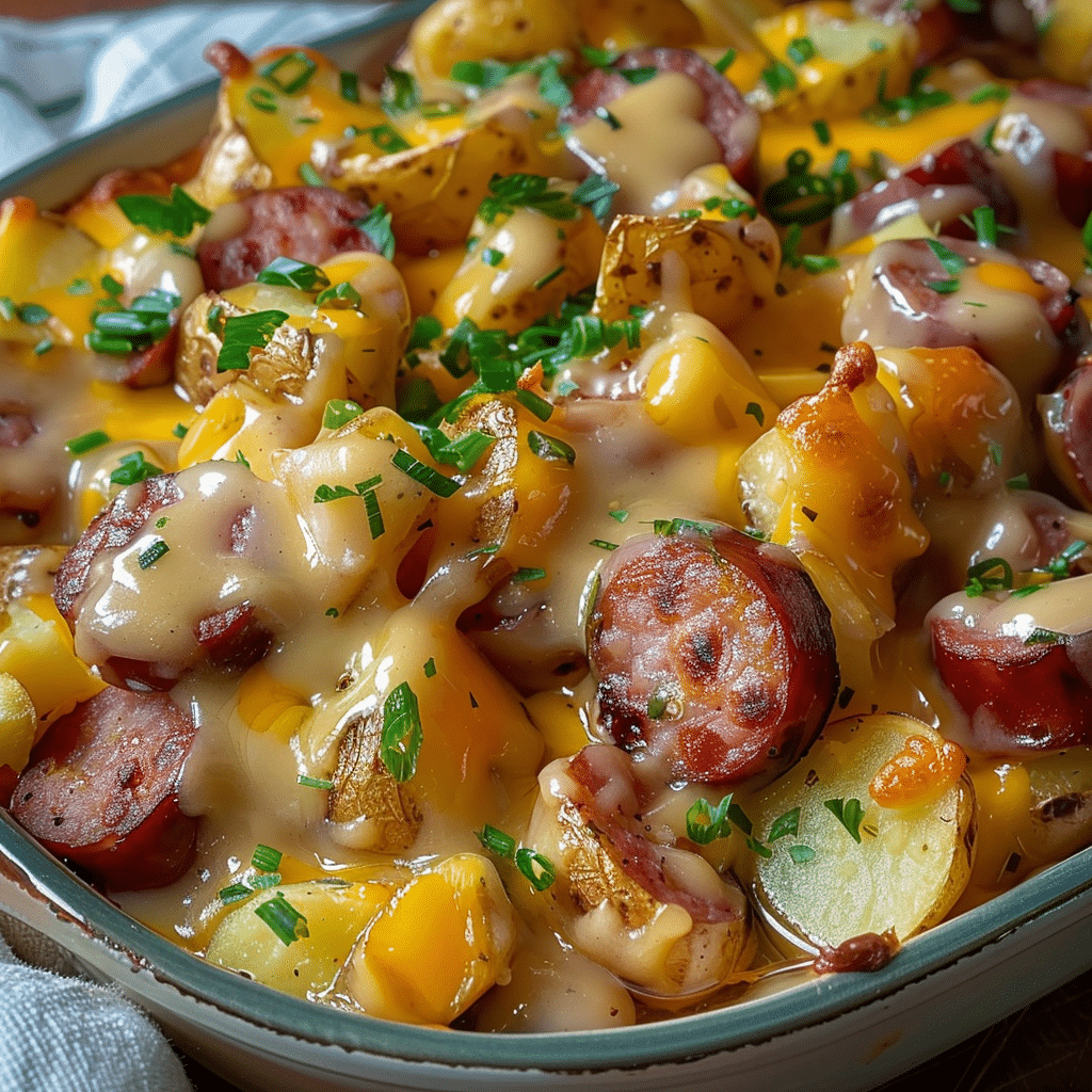 Cheesy Ranch Potatoes with Smoked Sausage