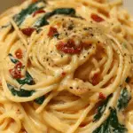 Spaghetti & Spinach with Sun-Dried Tomato Cream Sauce