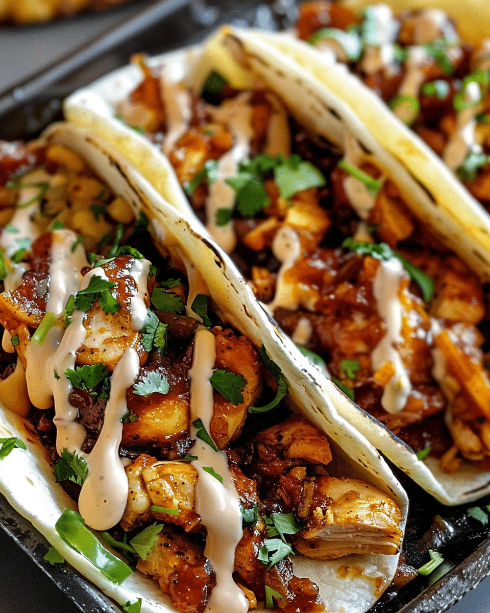 Garlic Butter Honey BBQ Chicken Tacos