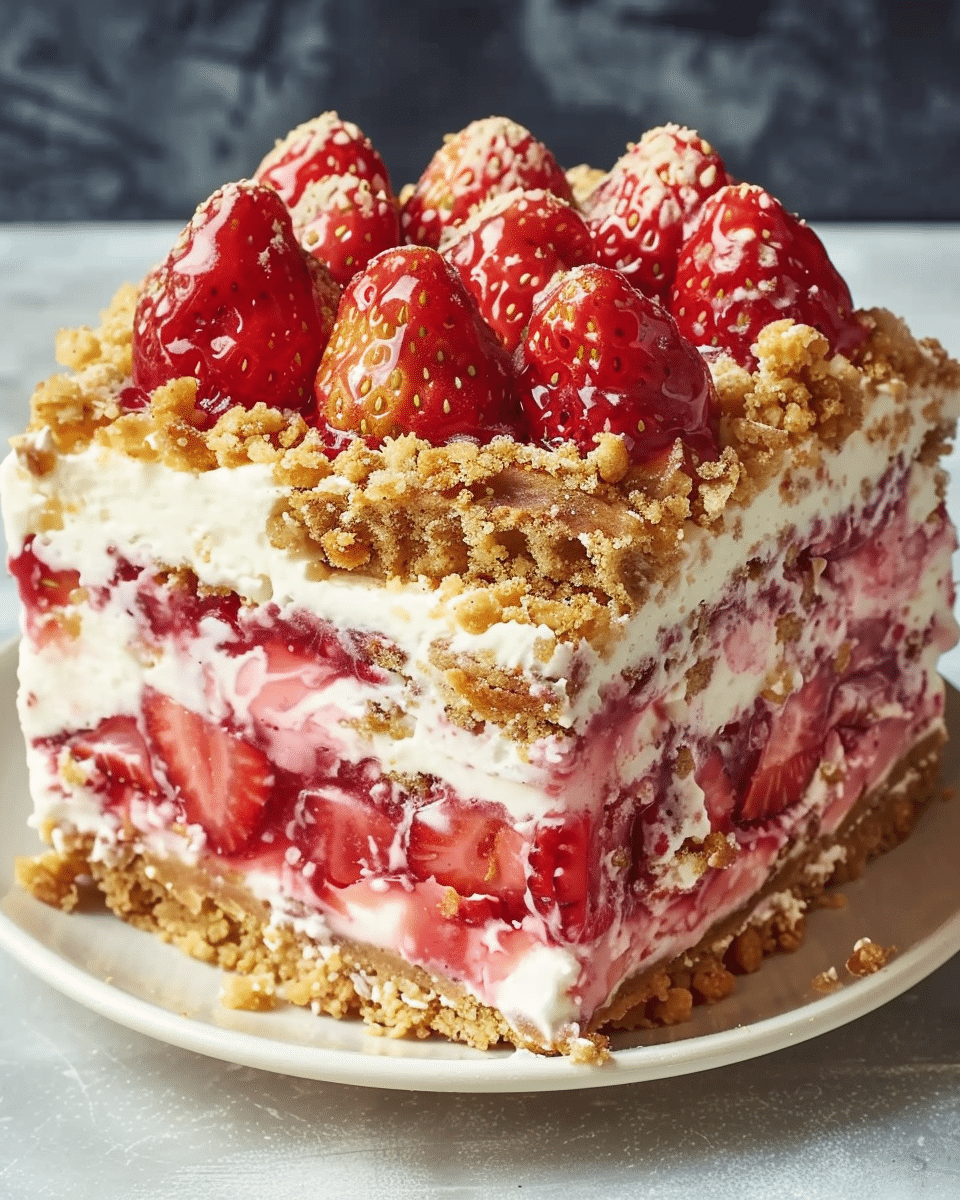 Strawberry Crunch Cheesecake Cake