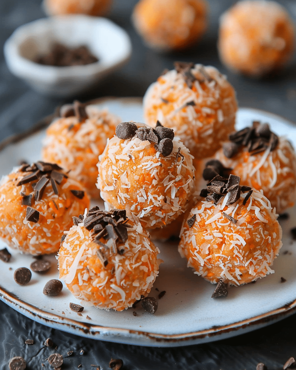 Carrot Coconut Balls with Chocolate Granules