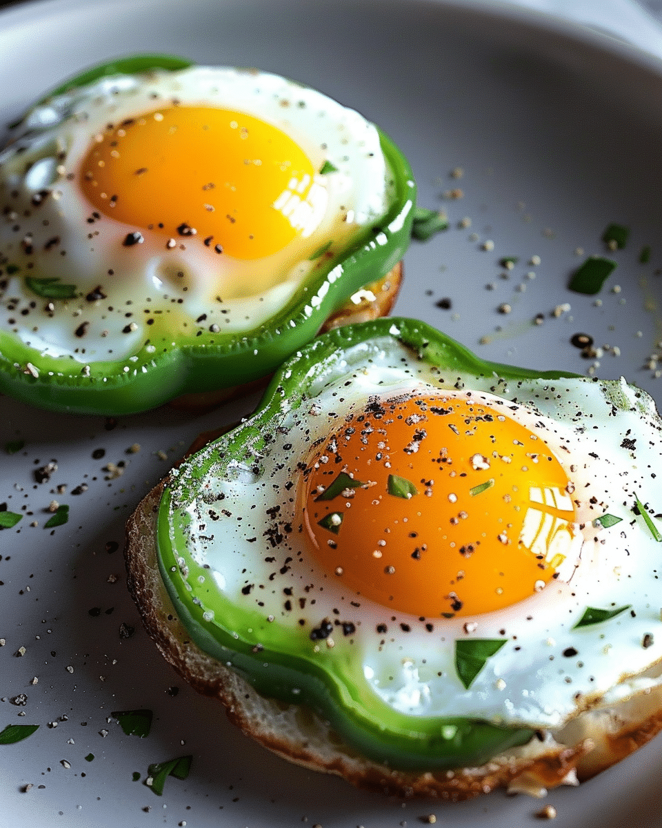 Fried Eggs in Green Pepper Rings