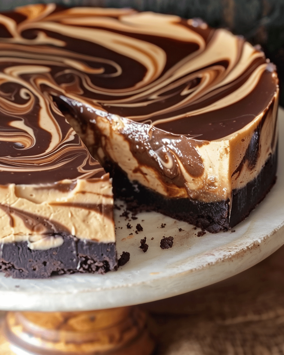 Chocolate Peanut Butter Swirl Pie