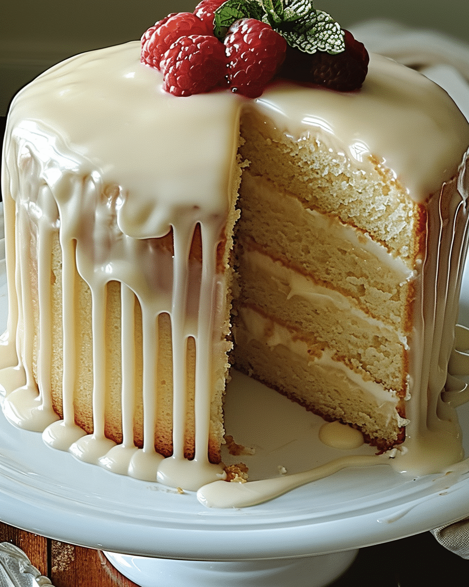 Vanilla Buttermilk Pound Cake with Cream Cheese Glaze