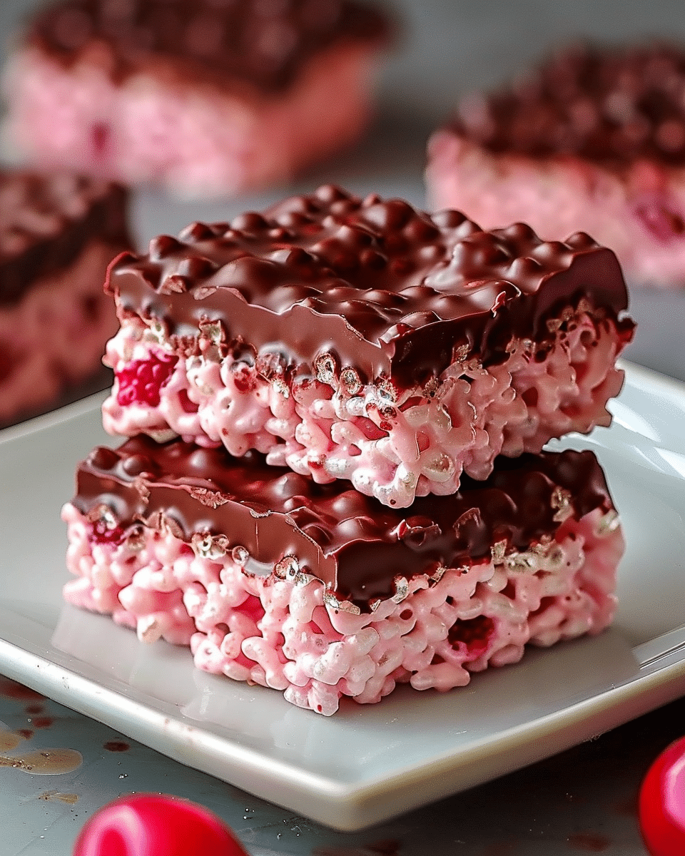 Chocolate Covered Cherry Rice Krispies Treats