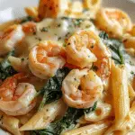 Cheese Shrimp Penne Pasta & Spinach