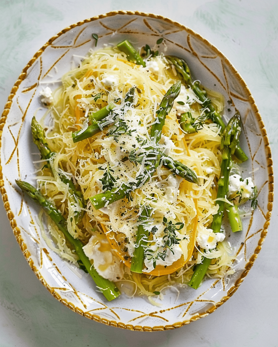 Spaghetti Squash with Asparagus, Ricotta, Lemon, and Thyme