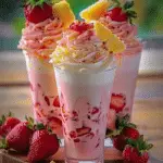 Strawberry Piña Colada Cake with Malibu Frosting
