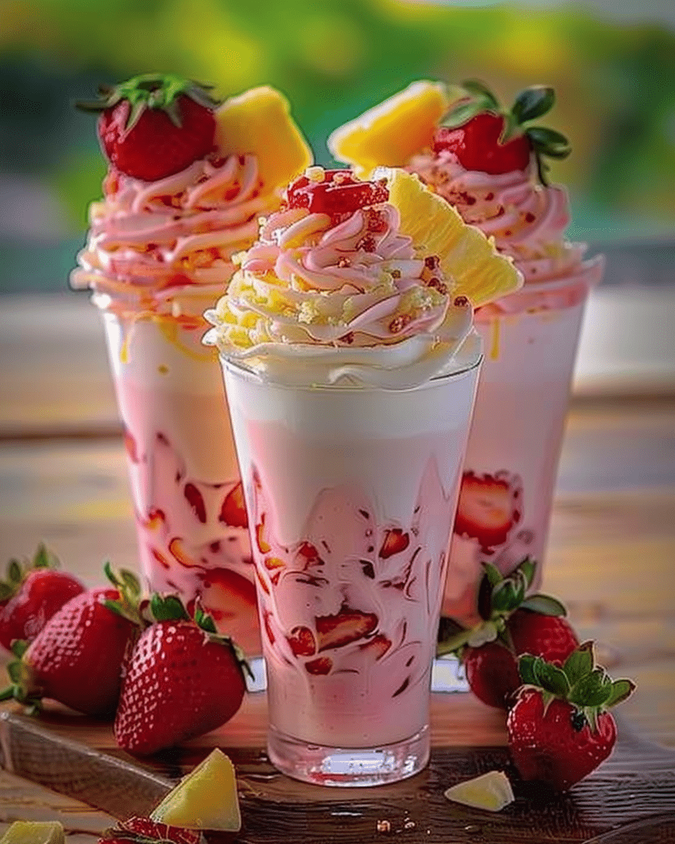 Strawberry Piña Colada Cake with Malibu Frosting