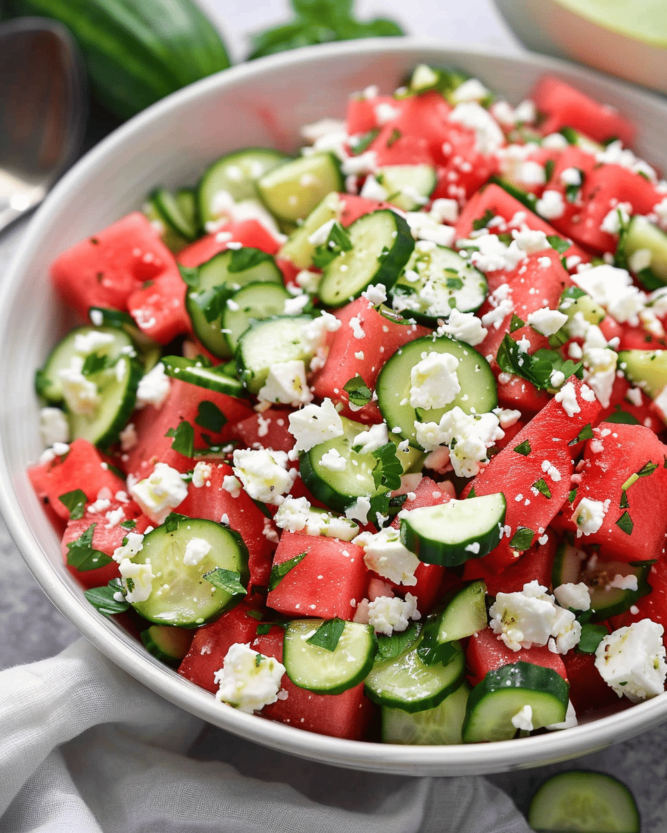 Watermelon Salad with Cucumber and Feta