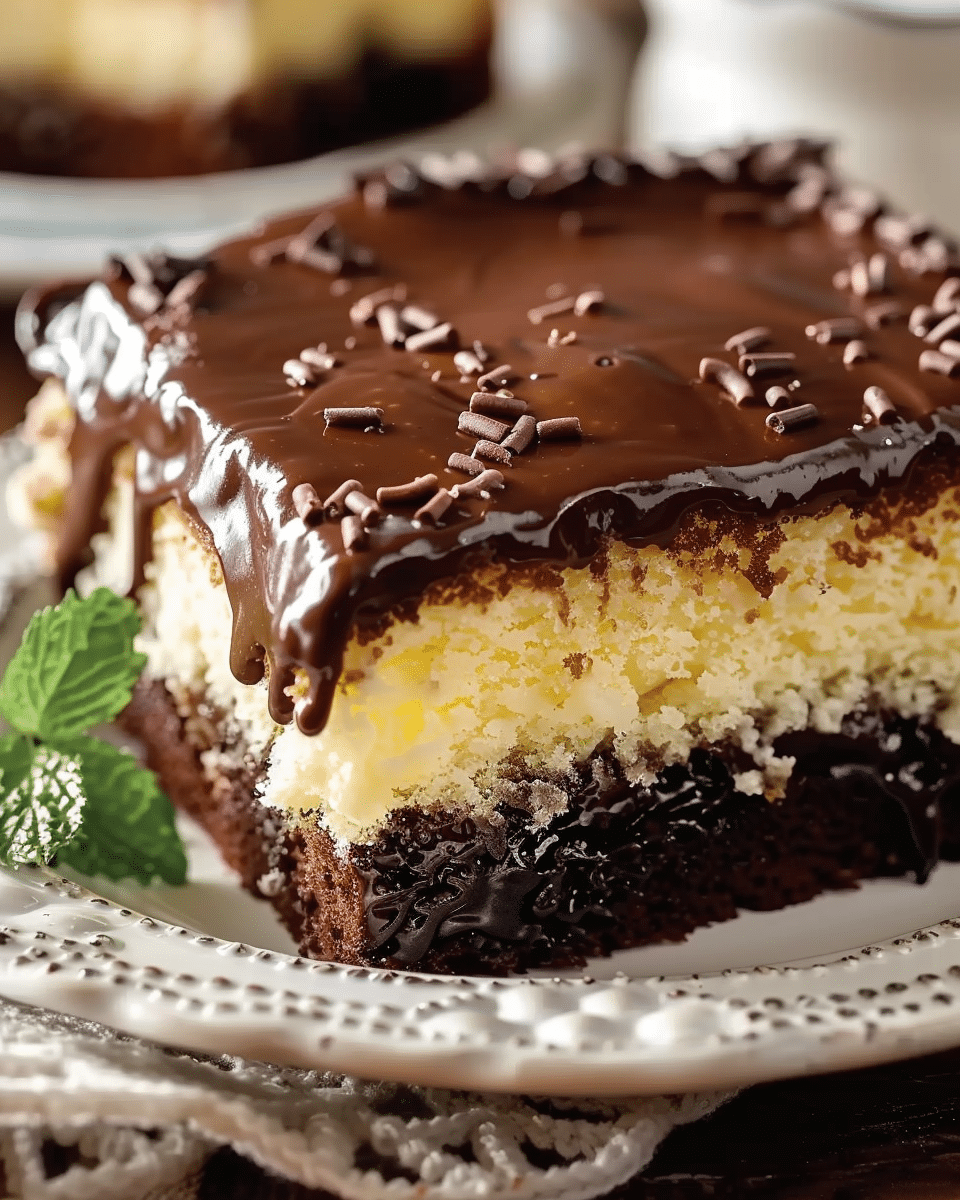 Boston Cream Poke Cake
