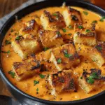 Creamy Tomato Bisque with Grilled Cheese Croutons