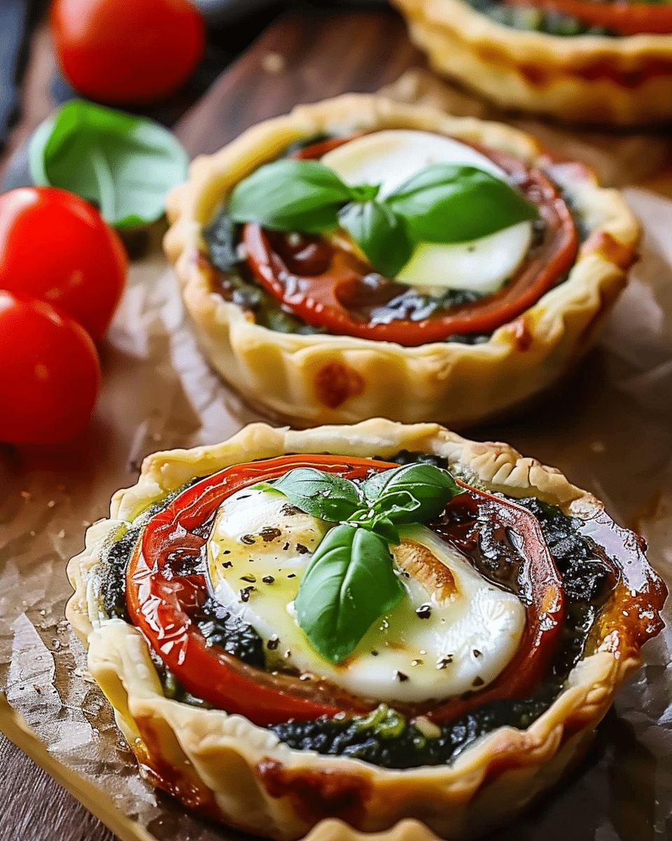 Cheesy Caprese Pesto Tarts
