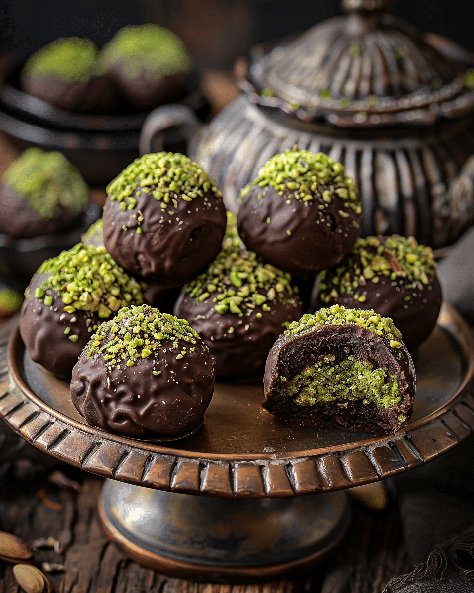 Dubai Chocolate Balls with Pistachio Kunefe Filling