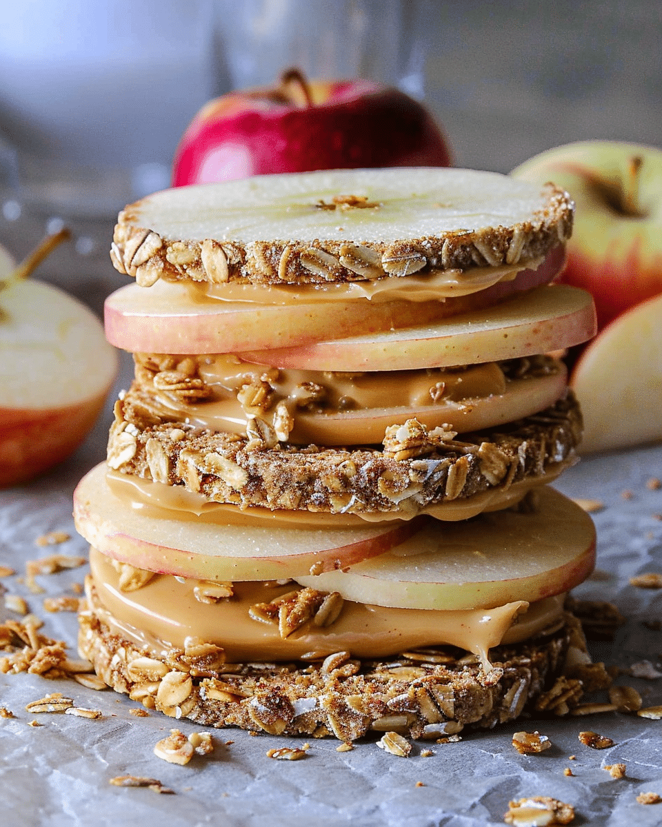 Peanut Butter Apple Sandwiches with Granola