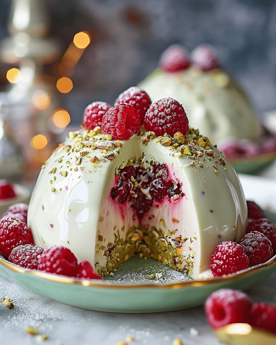 Pistachio & Raspberry Cheesecake Domes