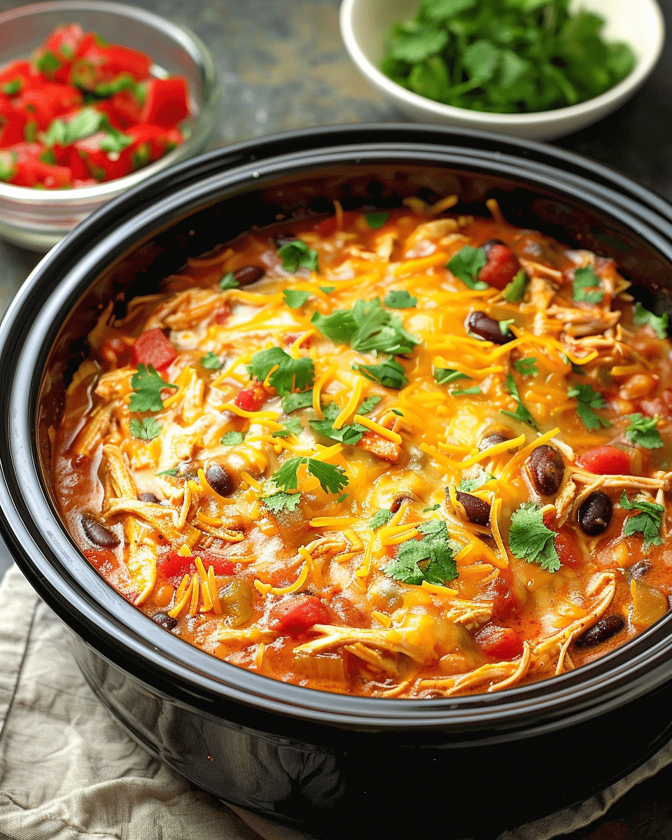 Slow Cooker Chicken Enchilada Casserole