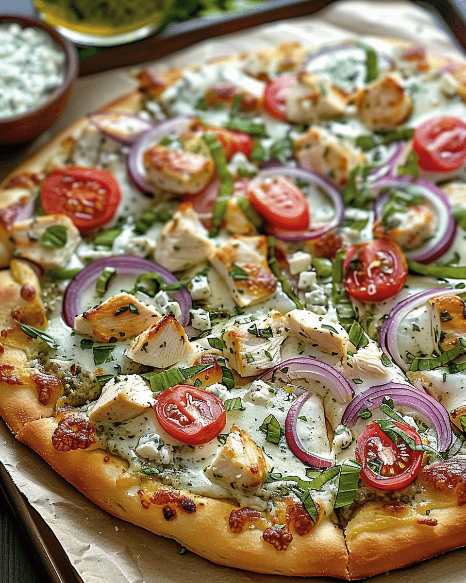 Tzatziki Chicken & Veggie Naan Pizza