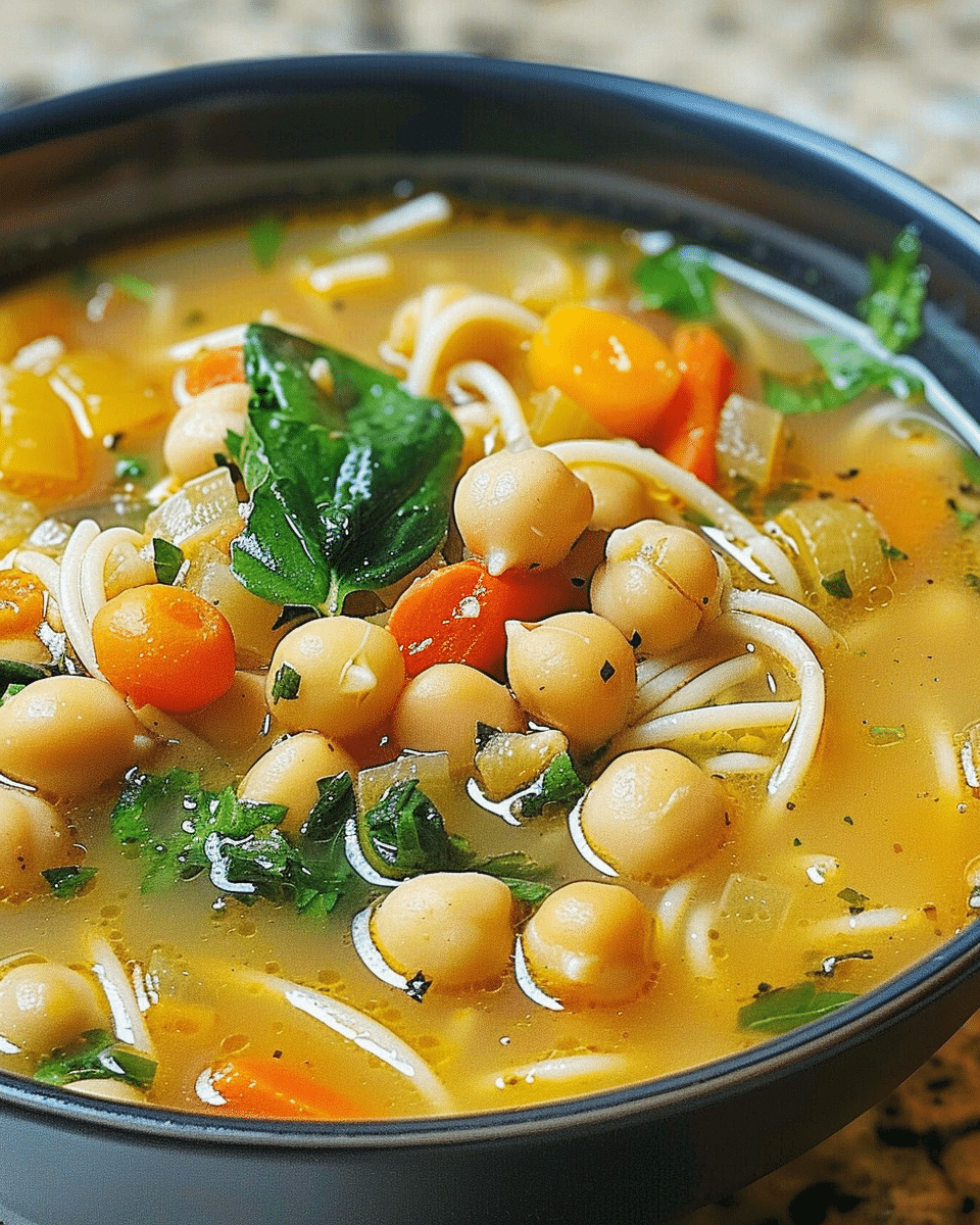 Vegan Chickpea Noodle Soup Recipe