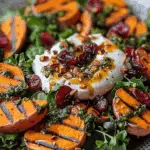 Grilled Sweet Potato & Burrata Salad with Cranberry Pepita Pesto