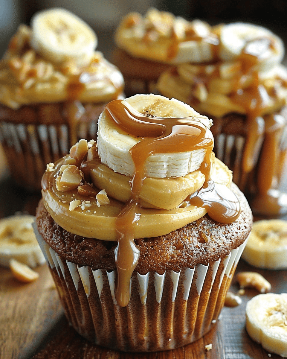 Banana Caramel Peanut Butter Cupcakes