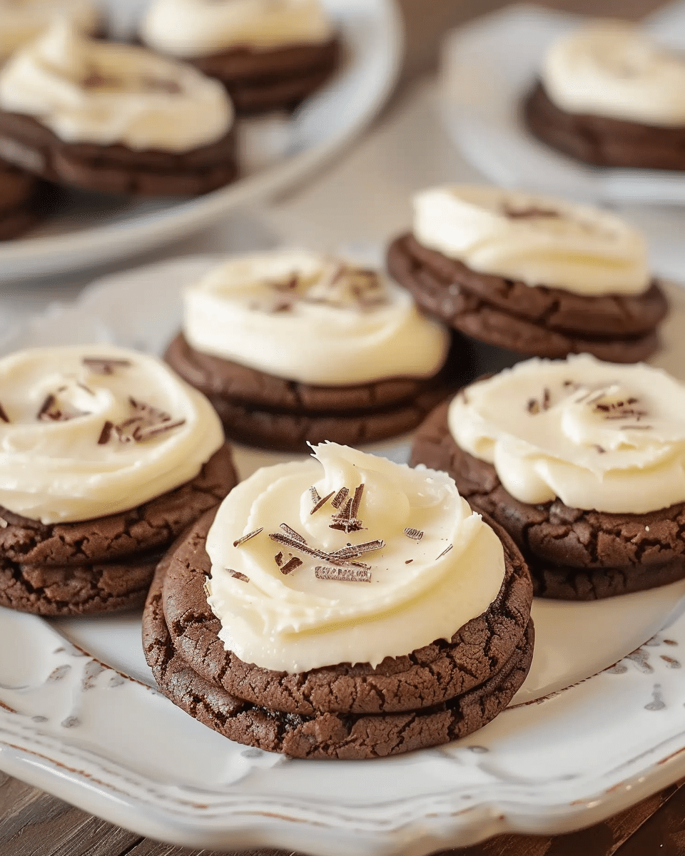 Rich Chocolate Cookies with Cheesecake Frosting Recipe
