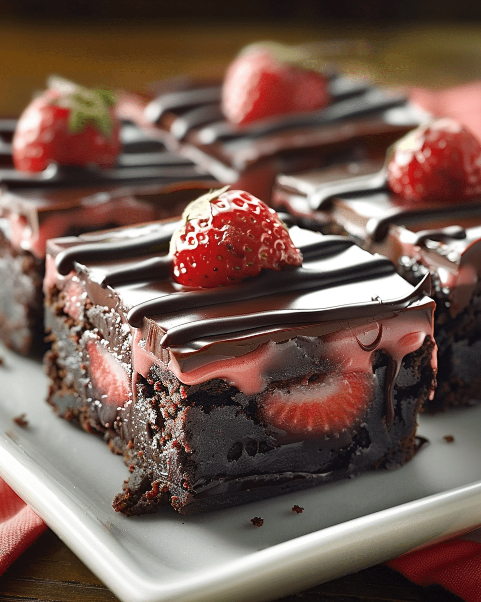 Chocolate Covered Strawberry Brownies