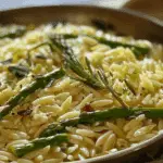 Creamy Orzo with Garlic Butter Asparagus