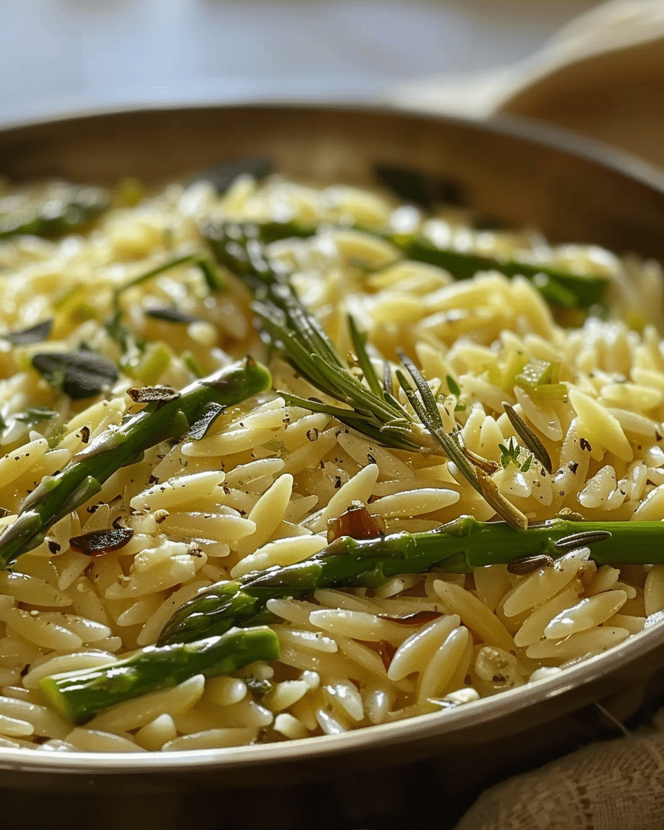 Creamy Orzo with Garlic Butter Asparagus
