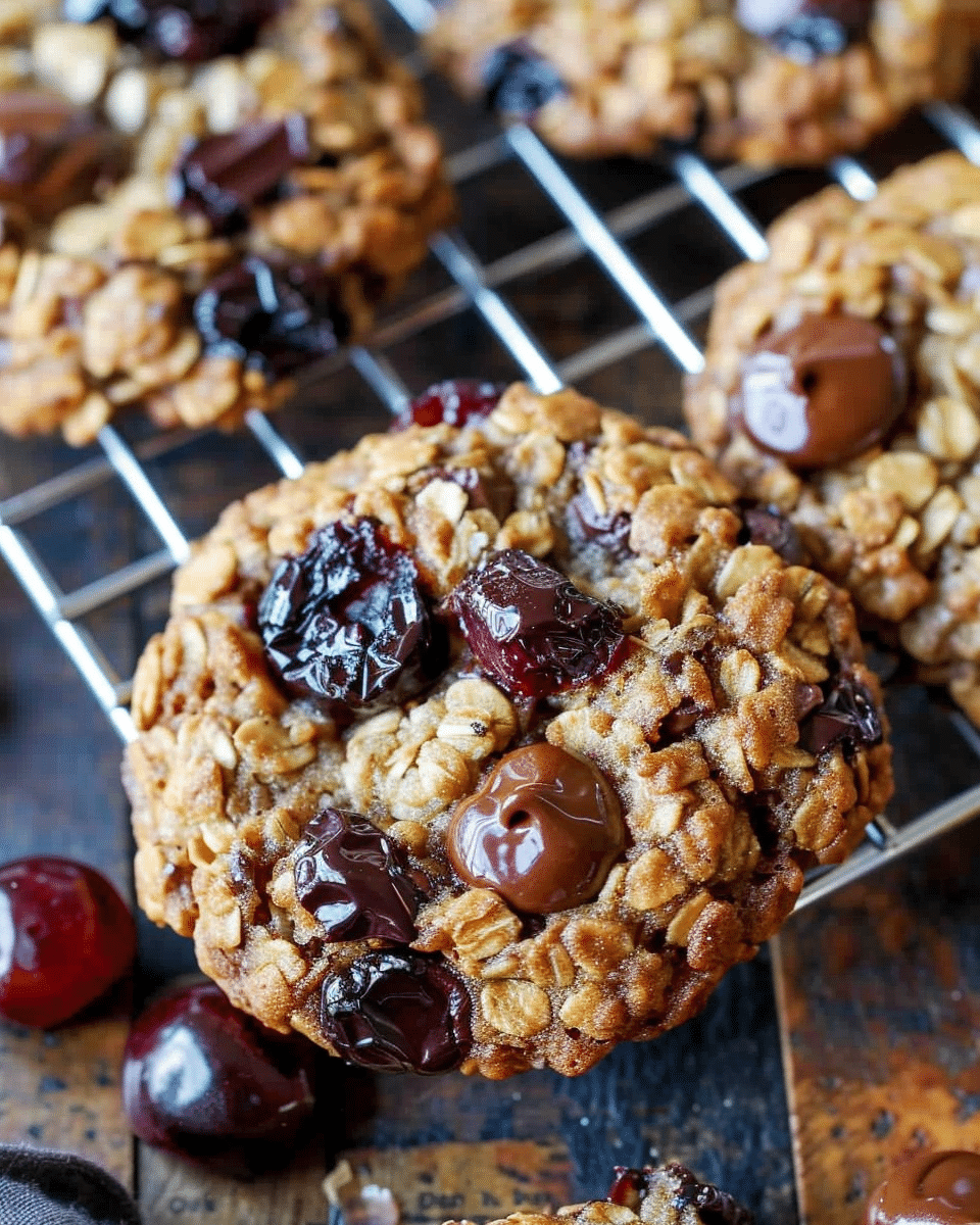 Dark Chocolate Cherry Oatmeal Cookies