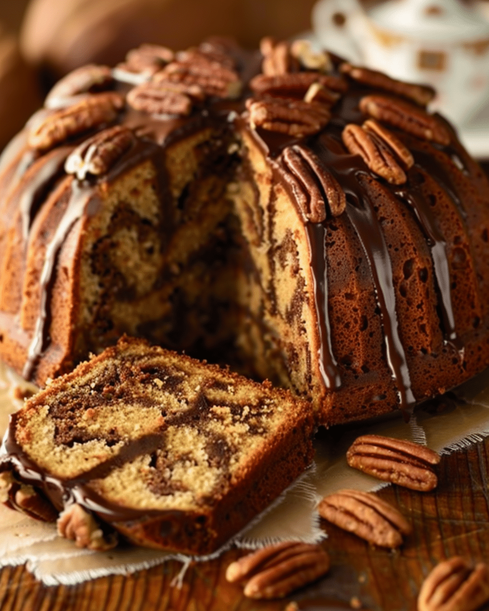 Decadent German Chocolate Pecan Pound Cake