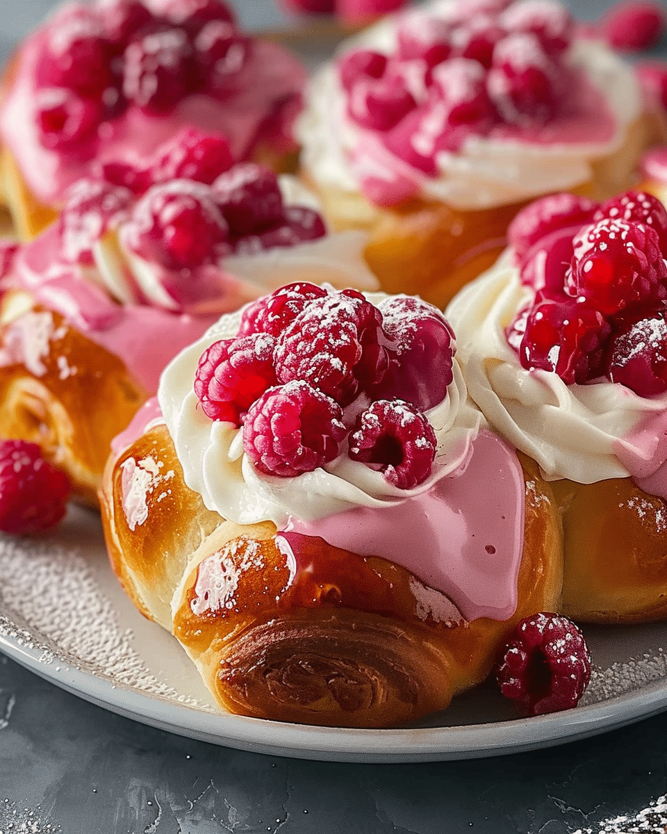 Fluffy Raspberry Dream Buns with Creamy Vanilla Swirl