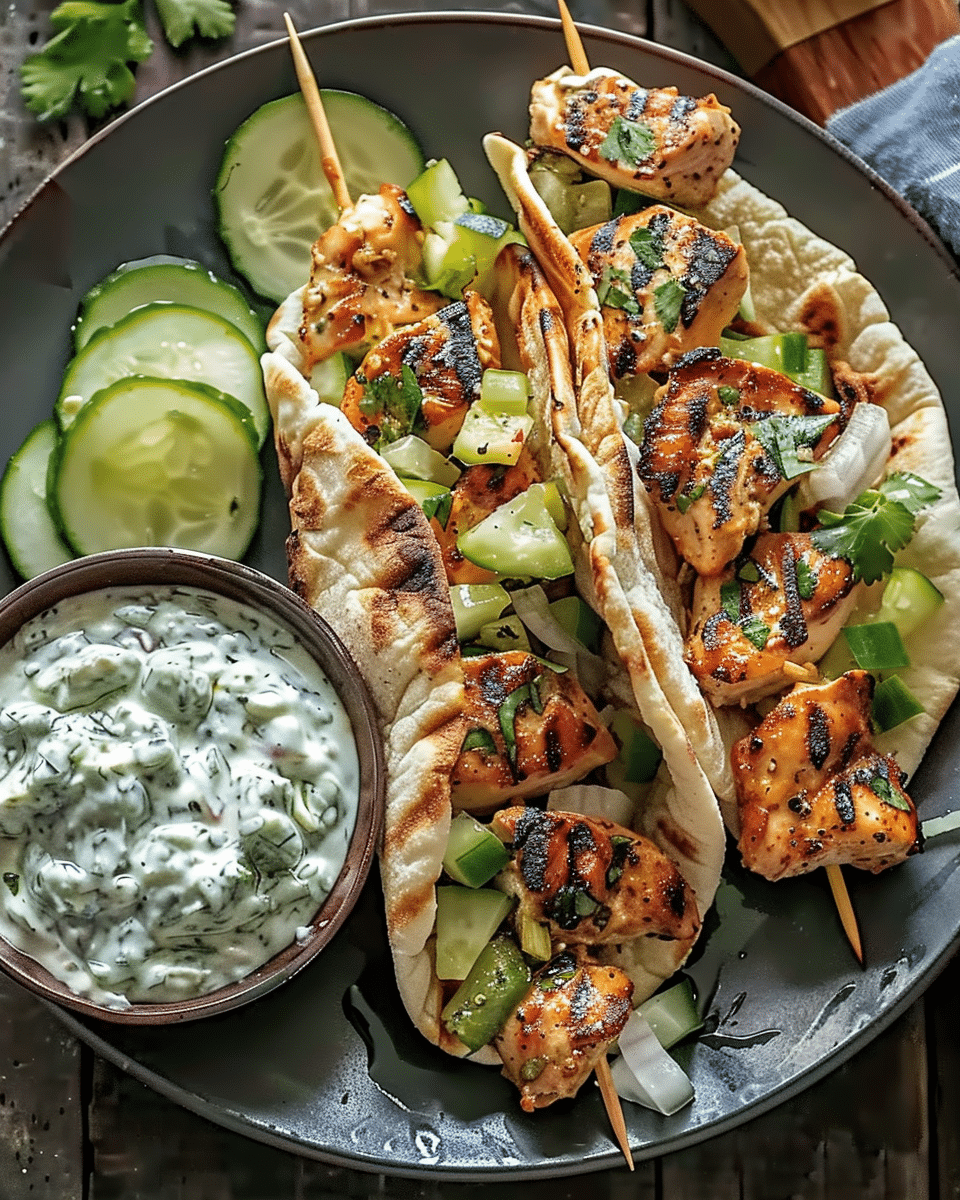 Greek Chicken Gyros with Cucumber Tzatziki