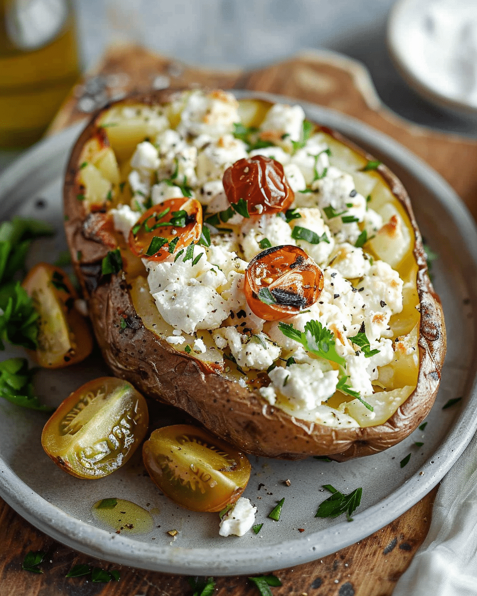 Greek-Style Jacket Potato with Cottage Cheese