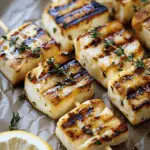 Grilled Halloumi Skewers with Lemon and Thyme Delight