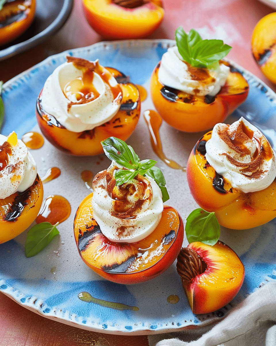 Grilled Peaches with Spiced Whipped Cream
