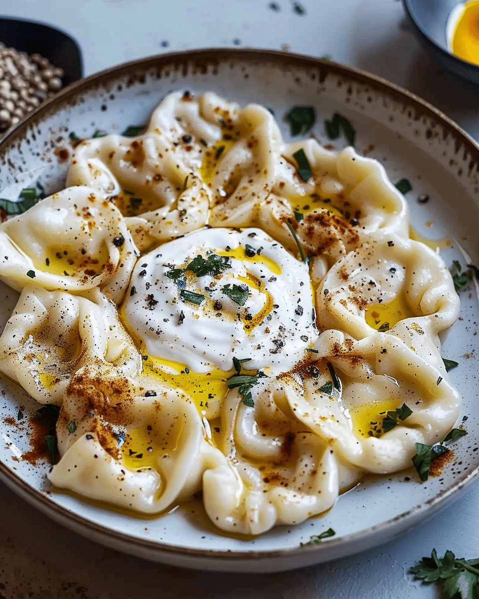 Manti Magic: Turkish Dumplings Drenched in Garlicky Yogurt & Spiced Oil Bliss