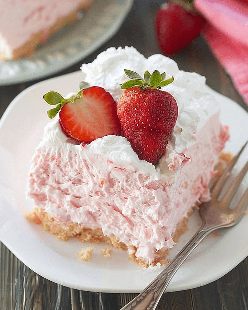 3 Ingredient No Bake Strawberry Cloud Cake