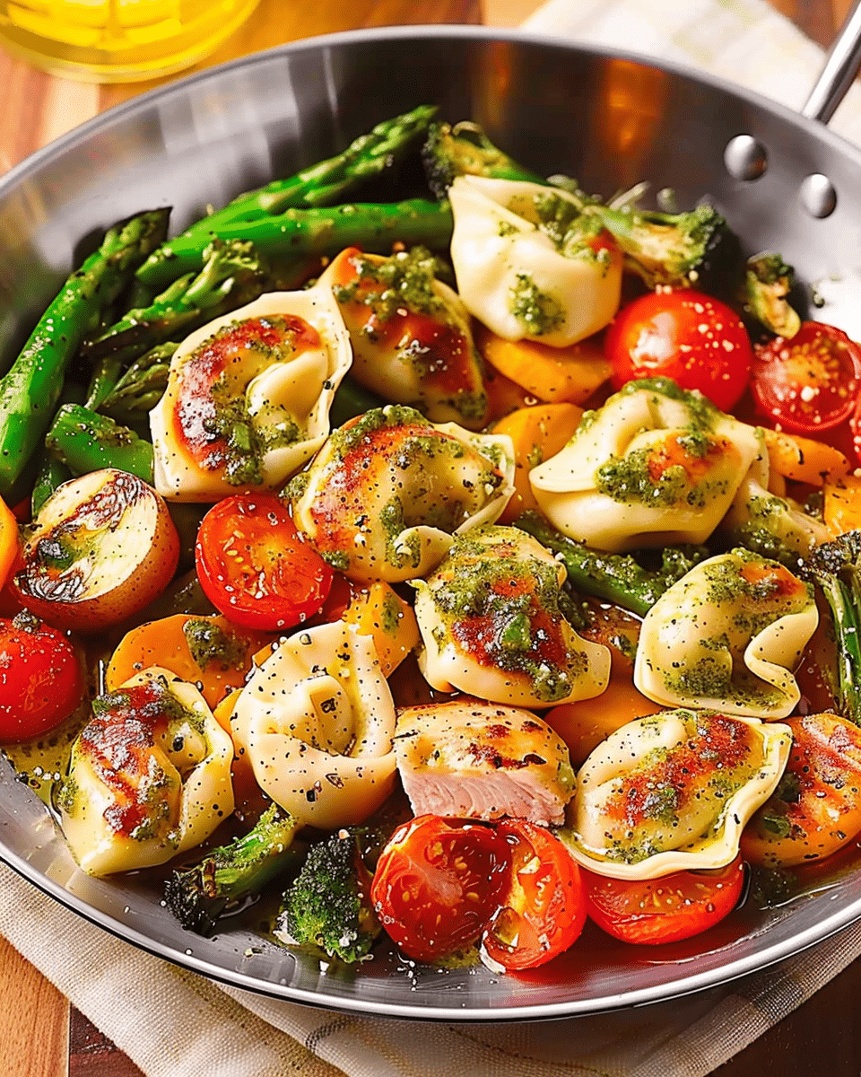 Pesto Chicken Tortellini and Veggies