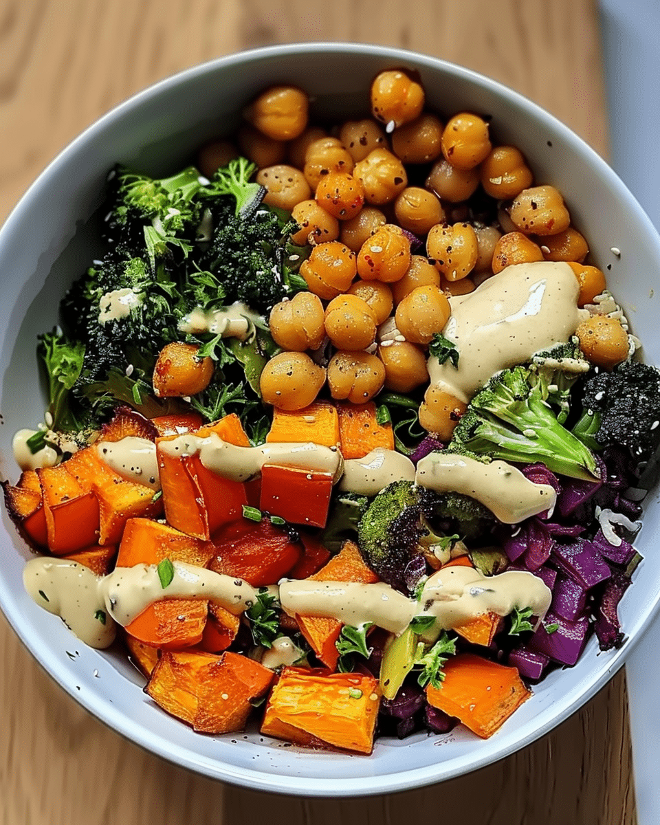 Roasted Veggie & Chickpea Bowls with Maple Dijon Tahini Dressing: An Incredible Ultimate Recipe
