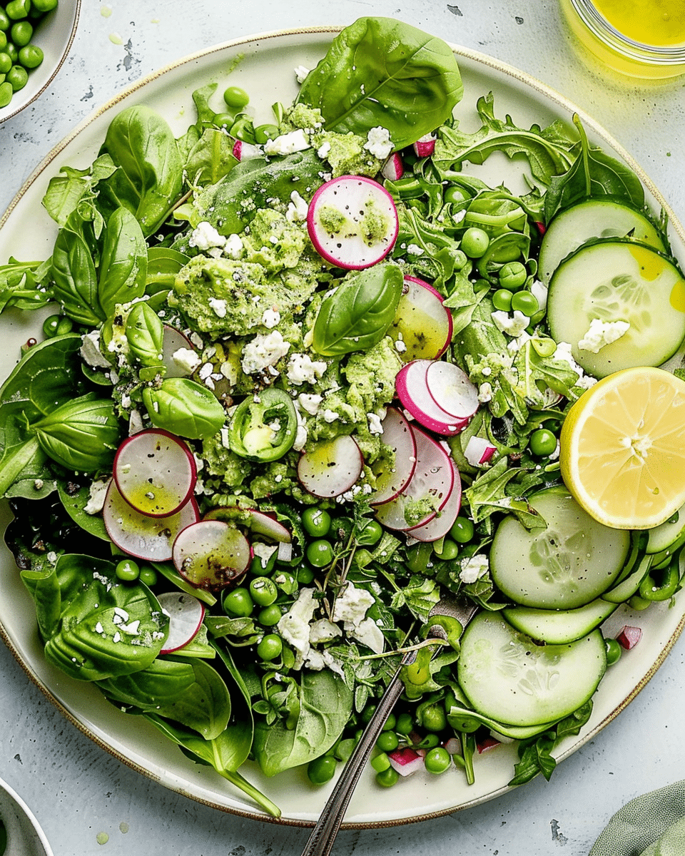 Everything Spring Green Salad with Lemon Basil Vinaigrette