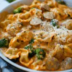 Tortellini with Sausage and Broccoli in a Pink Cream Sauce