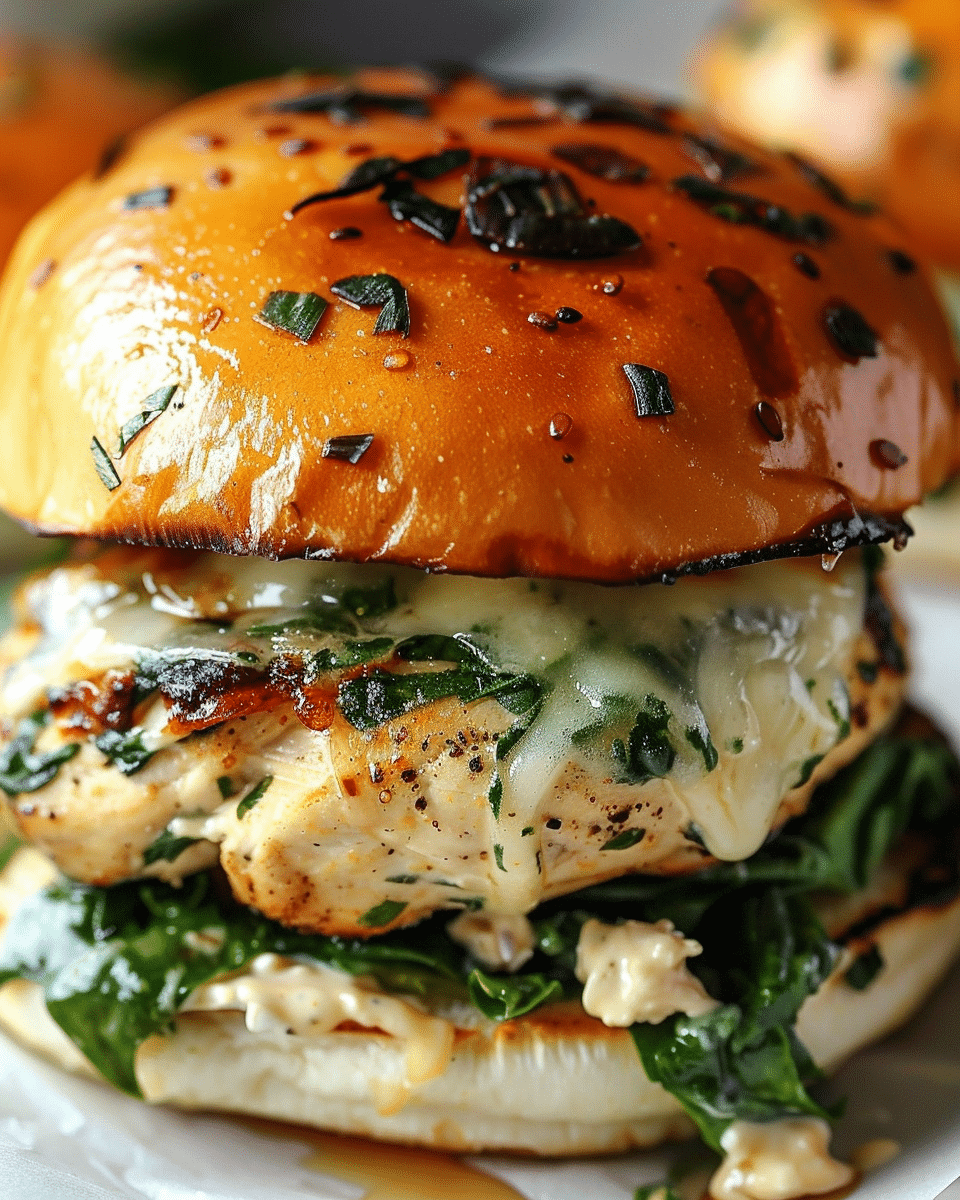 White Cheddar & Spinach Chicken Burgers