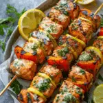 Garlic & Lemon Salmon Kabobs