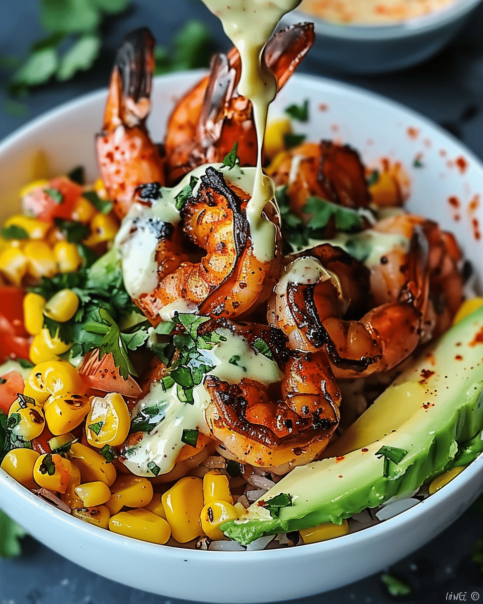 Grilled Shrimp Bowl with Avocado, Corn Salsa & Creamy Sauce: An Amazing Ultimate Recipe