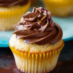 Moist Yellow Cupcakes with Milk Chocolate Frosting